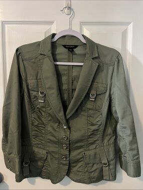Olive Green Military-Style Blazer